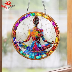 Yoga Sun Catcher, Yoga Ornament Decor, Namaste Yoga Decor, Meditation Suncatcher, Spiritual Healing Gift, Boho Decor, Energy Healing
