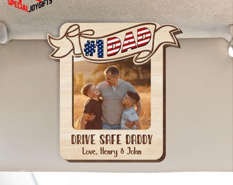 Personalized Photo Dad Car Visor Clip, Drive Safe Daddy, Best Dad Ever, Drive Safe Visor Clip With Picture, Father's Day Gift, Gift for Dad