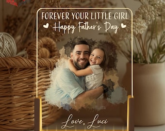 Personalized Father's Day Gift, Dad Photo Night Light, Best Dad Gift From Kid, LED Light Gift for Dad, Bedroom Night Light, Gift For Husband