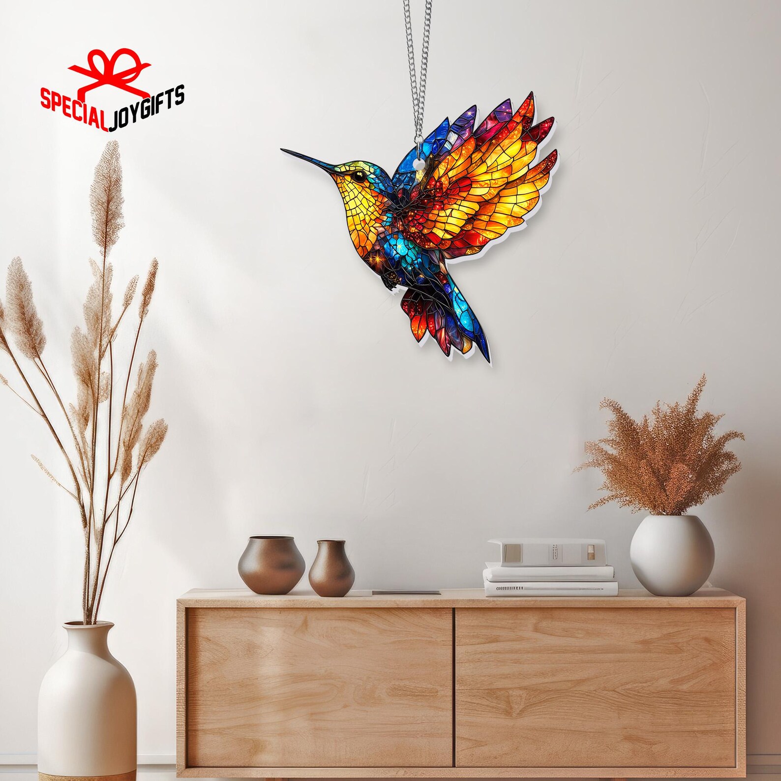 Colorful Hummingbird Acrylic 2D Flat Suncatcher, Hummingbird Hanging ...