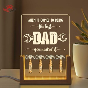 Personalized Father's Day Gift, The Best Dad Light Night, Dad With Kids Names, Gift for Dad, Personalized Night Light, Bedroom Night Light