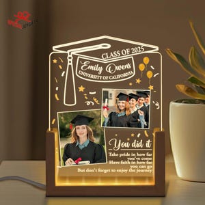 Graduation 2025 Custom Photo Night Light, Personalized Night Light Graduates Plaque, Graduate Frame Picture Gifts, Gifts for Graduate Senior