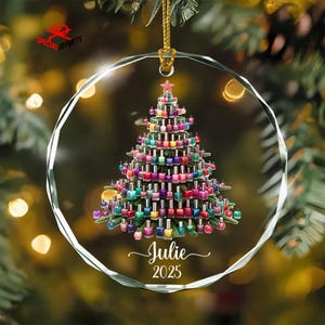 Personalized Nail Artist Glass Ornament, Nail Tech gift Christmas Ornament, Nail Salon Decor, Christmas Gift for Nail Artist, Nail Polish