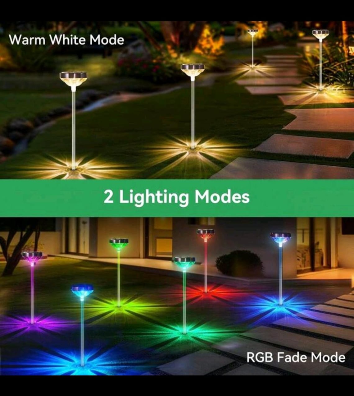 6pc Solar IP65 Color Changing + Warm White Garden Lights Waterproof ...