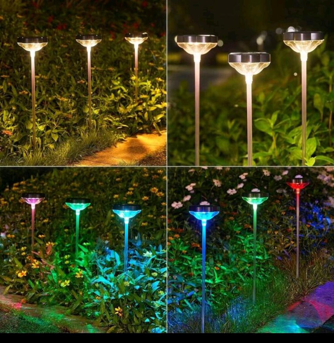 6pc Solar IP65 Color Changing + Warm White Garden Lights Waterproof ...