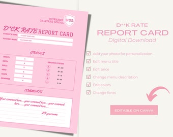 Onlyfans Editable Report Card, D*ck Rating, Rating Report Card, Content Creator, Onlyfans Editable Template