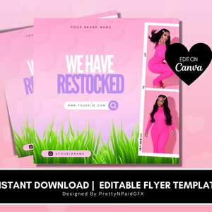 Restock Flyer, Restock Template, We Have Restocked Flyer, DIY Flyer, Hair, Lash, Editable Flyer