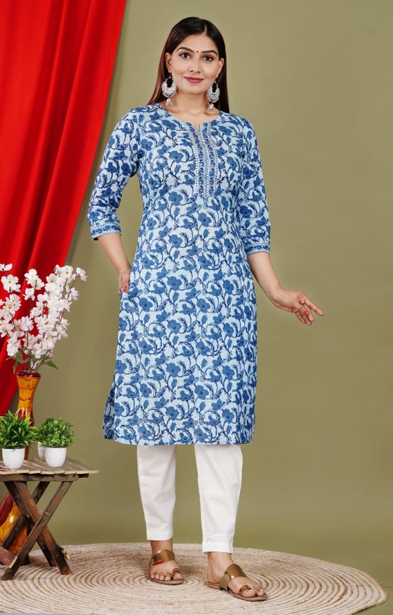 Buy Vrajmay Kurtis for Women - Fancy Crepe Beautiful Printed Design Long  Straight Combo of 3 Kurti for Girls, Perfect for Office, Casual, Festival  Wear for Ladies(3 Combo) at Amazon.in
