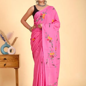 Indian Saree for Women Cotton Printed Sari Bollywood Style Designer Saree