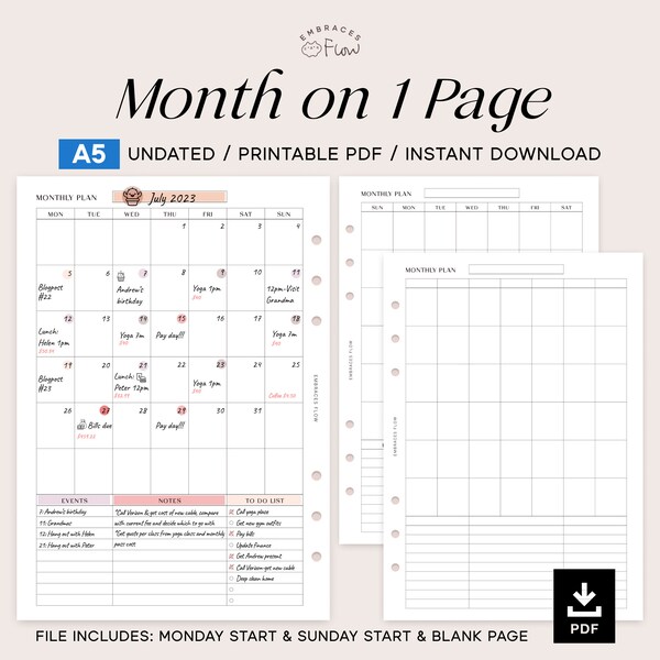 A5 Planner Inserts - Etsy