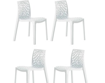 Lot de 4 chaises design en polypropylène MADE IN ITALY pour l’extérieur et l’intérieur
