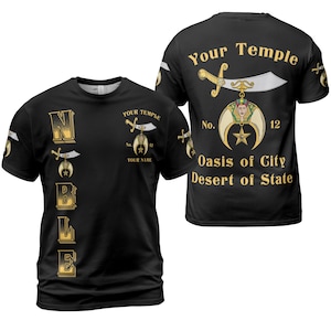 Customize Shriners Nobler Name Number Temple Freemason AAONMS AEAONMS T-shirt Size S-5XL