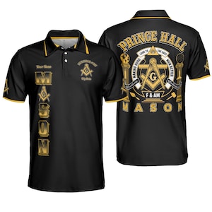 Customize MASON Name Number Prince Hall F&AM Freemason Making Good Men Better Look to The East Worldwide Brotherhood Polo Shirt S-5XL