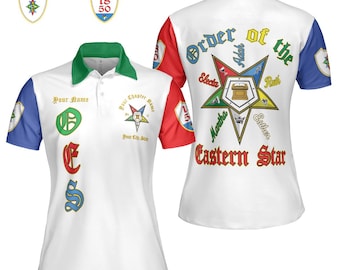 Customize Order of the Eastern Star OES Sisters Color Block Women's Polo Shirt S-5XL