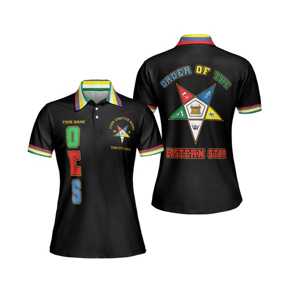Customize Order of the Eastern Star Pentagon Up OES Sisters Color Block Women's Polo Shirt S-5XL