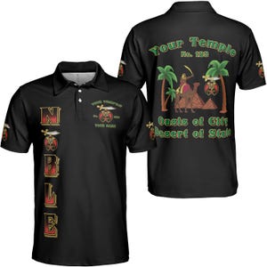 Customize Shriners Nobler Name Number Temple Freemason AAONMS AEAONMS Polo Shirt S-5XL