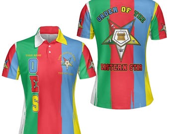 Customize Order of the Eastern Star FATAL OES Sisters Green Red Blue Color Block Women's Polo Shirt S-5XL