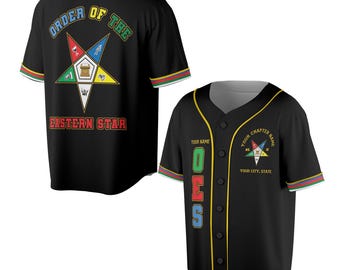 Customize Order of the Eastern Star Petagon Up OES Sisters & Brothers Color Block Baseball Jersey S-5XL