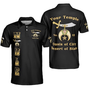 Customize Shriners Nobler Name Number Temple Freemason AAONMS AEAONMS Polo Shirt S-5XL