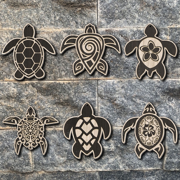 Hibiscus Sea Turtle, Sea Turtle Earring Template, Sea Turtle Earring, Turtle Earrings SVG Bundle, Glowforge File, Laser Cut File, SVG Files