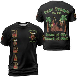 Customize Shriners Nobler Name Number Temple Freemason AAONMS AEAONMS T-shirt Size S-5XL