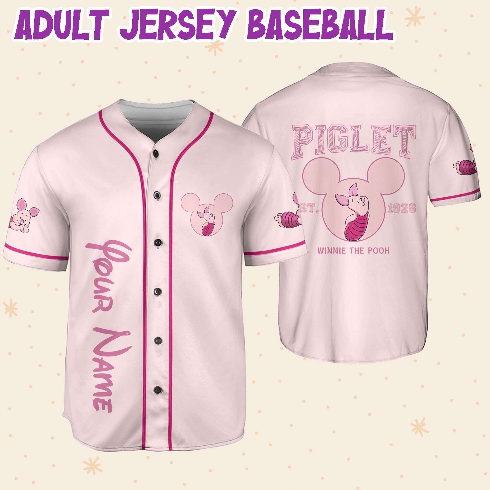 Discover Personalize Winnie The Pooh Piglet Baseball Jeseys