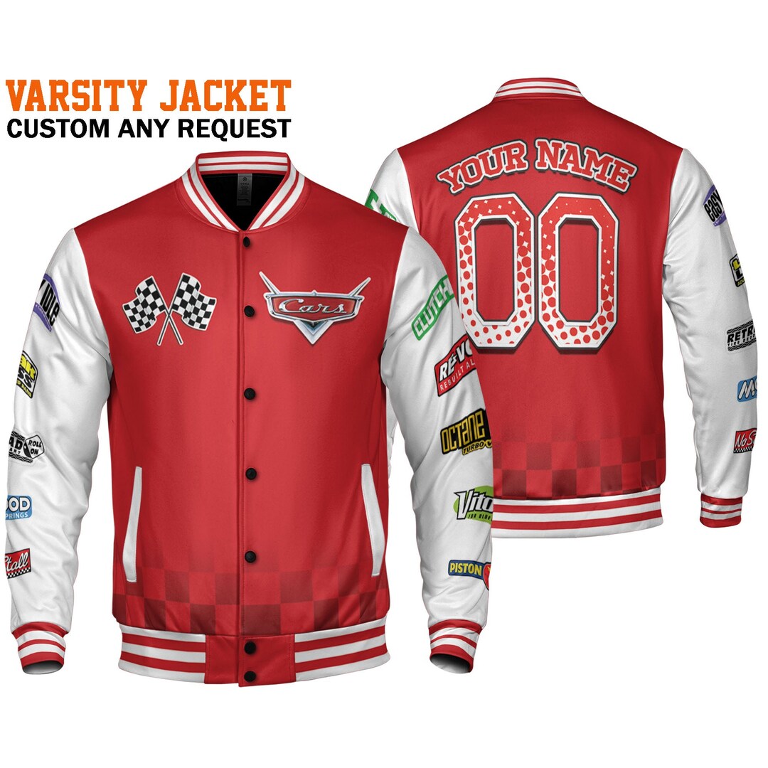 Custom Cars Lightning Mcqueen Fun Varsity Jacket Disney - Etsy