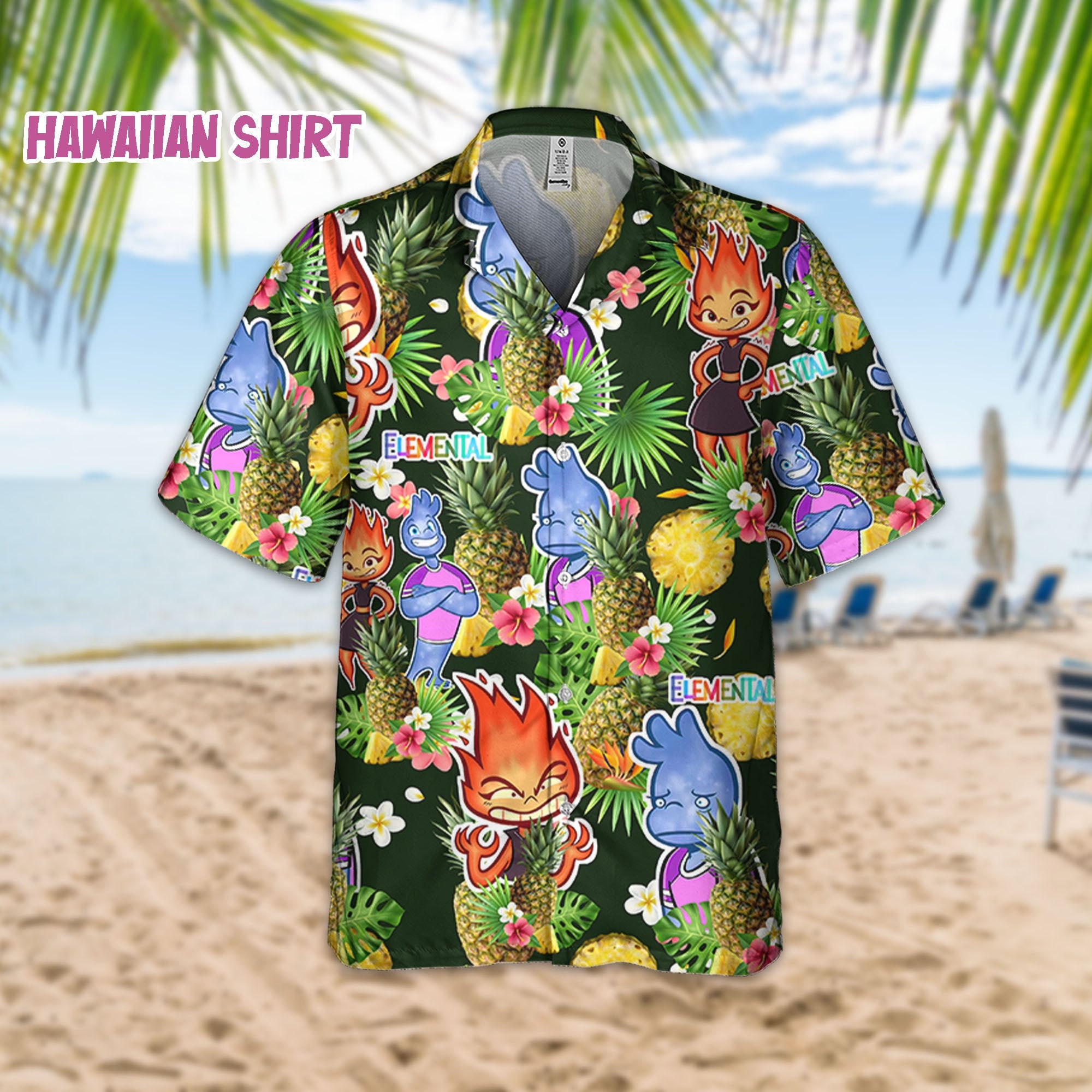 Discover Disney Elemental Wade And Ember Lustiges Liebesleben,  Elemental, Disney Family Hawaiian Shirt