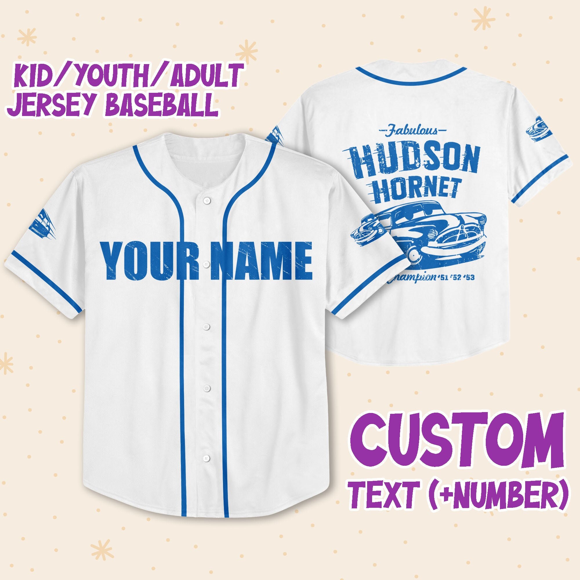 Personalize Cars Hudson Hornet Piston Cup Champion Custom Baseball Jersey  Shirt - Lelemoon