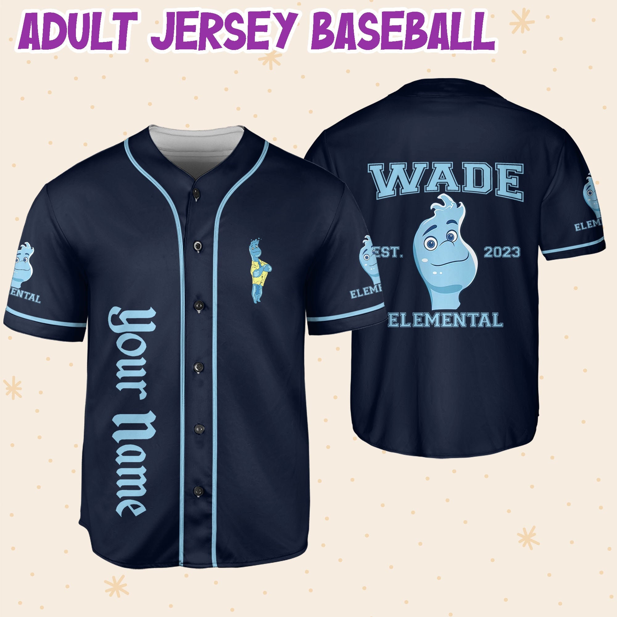 Discover Personalisieren Disney Elemental Wade,  Disney Jersey Disney Baseball Jersey