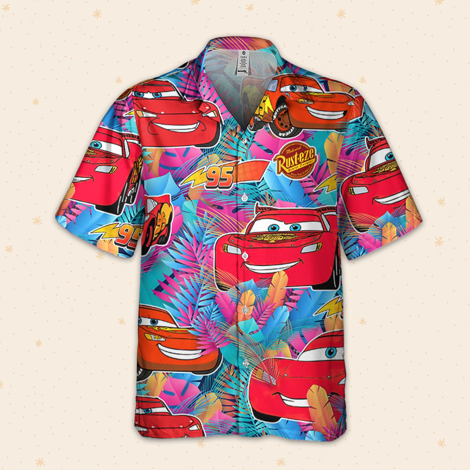 Discover Disney Pixar Cars Lightning McQueen Colorful Floral Summer Pattern Hawaiian