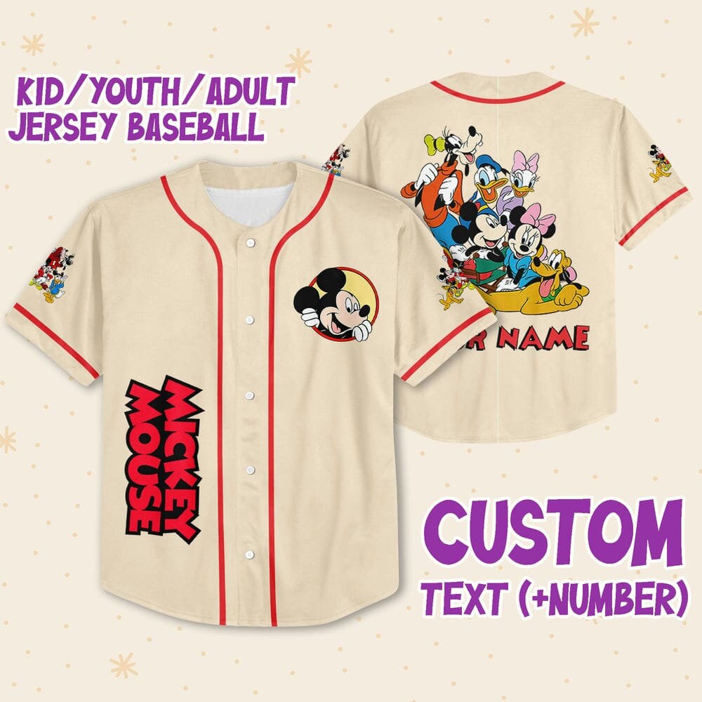 Mickey Mouse x Cleveland Guardians Baseball Jersey - Red - Scesy