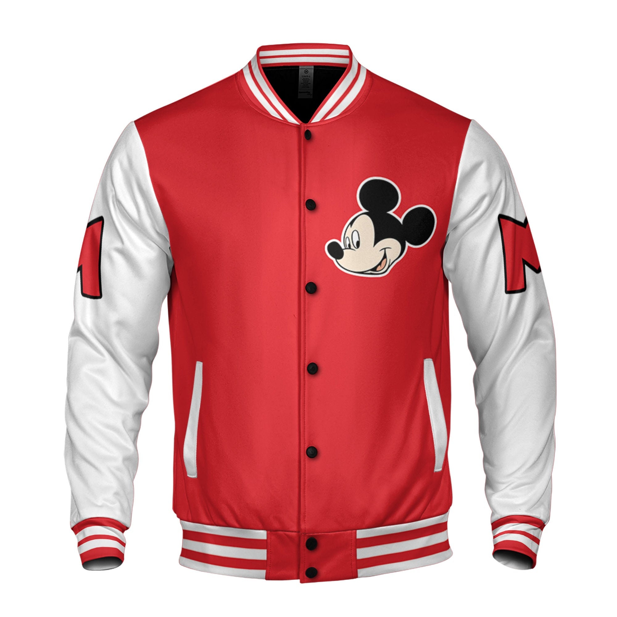 Personalize Disney Mickey Red And White Varsity Jacket, Disney Jacket sold by Artwork Sharleen