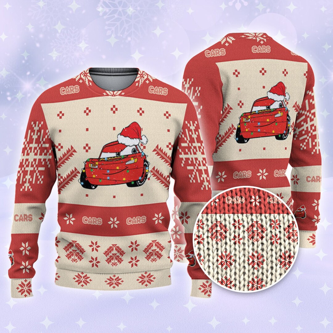 Disney Christmas Cars Lightning Mcqueen Snowflakes Ugly Etsy