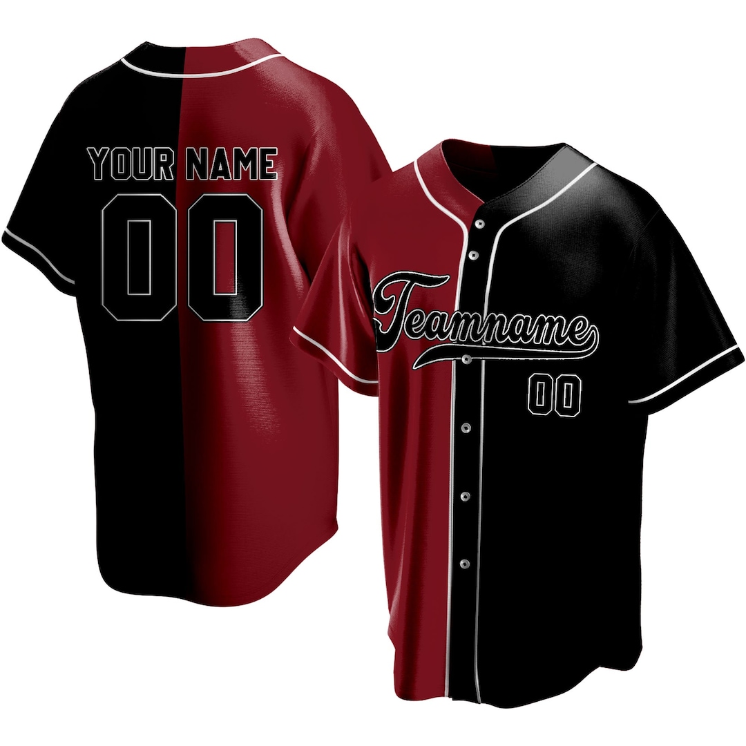 Custom Half and Half Jersey Chicago Red Black Baseball Jersey Etsy