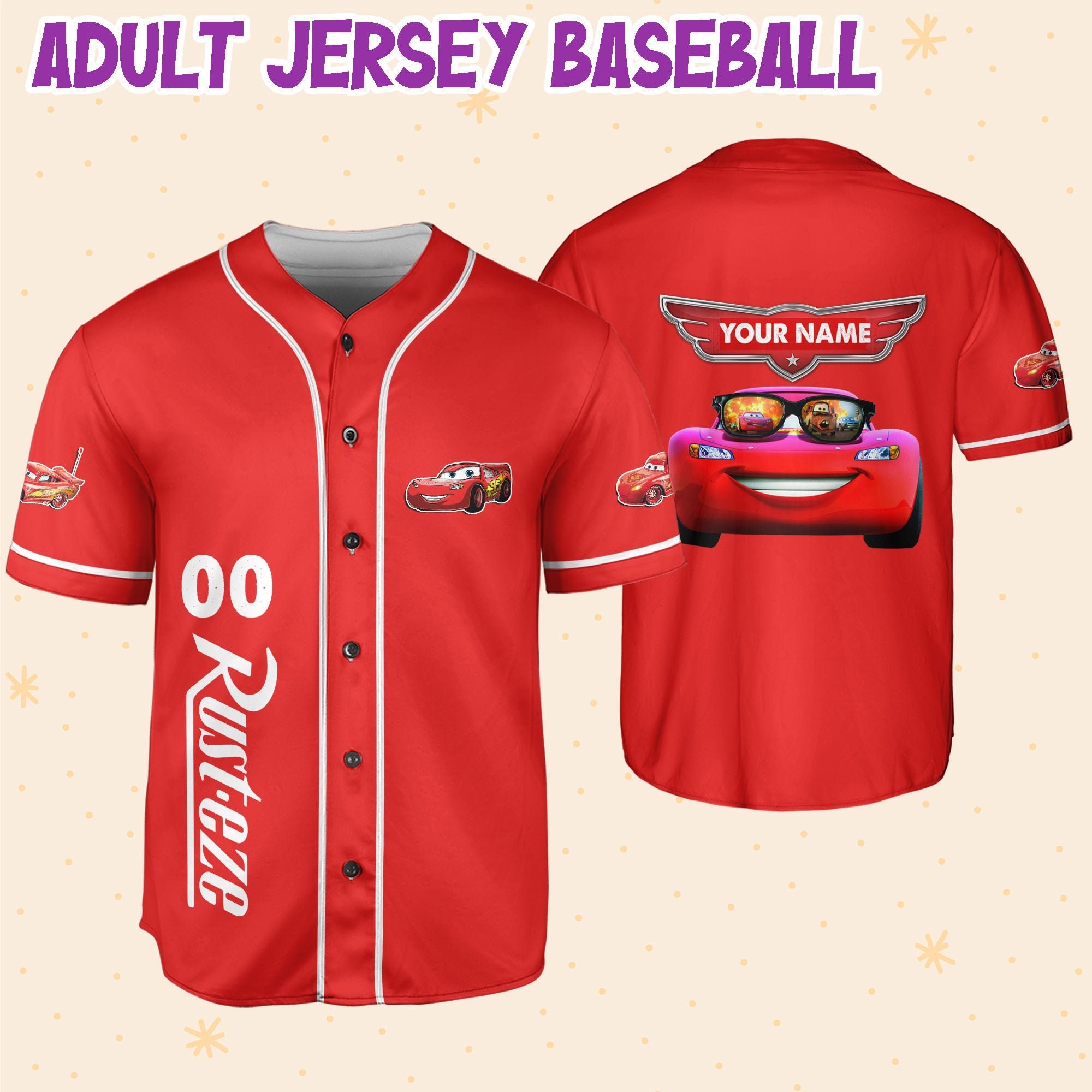 Discover Personalisieren Lightning Mcqueen Racing Champion Geschwindigkeit Baseball Jersey Trikot