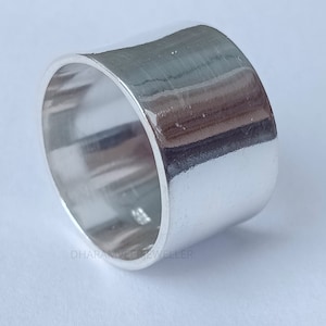 Solid 925 Sterling Silver Band Ring, Chunky Wide Statement Wedding Jewelry