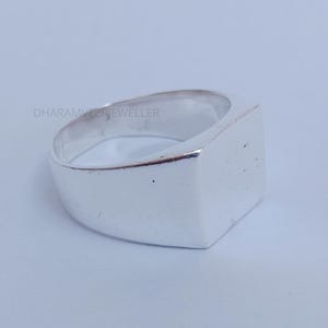 Men&#39;s Silver Signet Ring,925 Sterling Silver Ring, Solid Handmade Square Cut Signet Ring, Statement Ring, Plain Signet Ring, Gift For Him