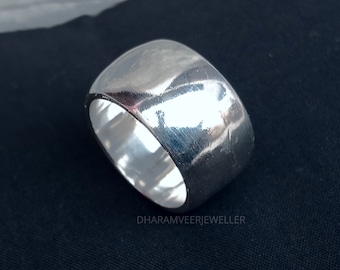 Mens Sterling Silver Chunky Band Ring: Boho Wedding Jewelry