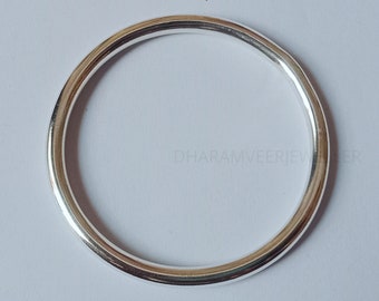 925 Sterling Silver 5mm Round Plain Bangles, Rounded Chunky Bracelet, Mens Bracelets