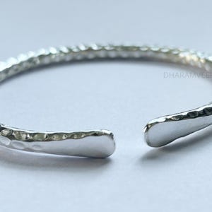 Solid Hammered Bangle, 4mm Round Bangle, 925 Sterling Silver Mens Bangles, Adjustable Bracelets, Meditation Cuff Bracelets, Gift For Him