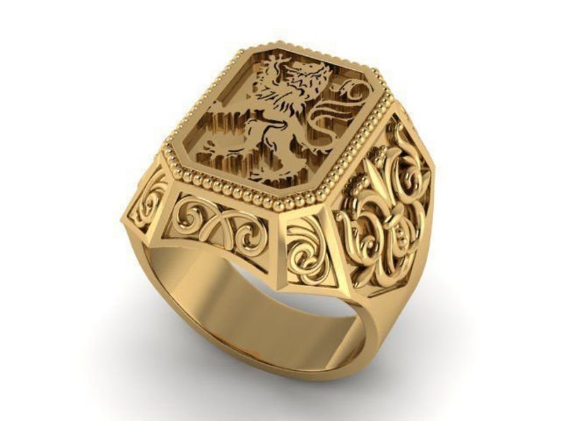 Bague Chevalière Lion of Judah Ethiopia Bob Marley Argent 925 Plaqué or