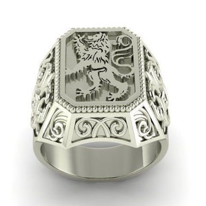 Chevalière Homme En Argent Sterling Ancienne - Lion De Juda (Rastafari) Avec Onyx - Taille US 10.5 (T63) - Neuf Sans Boîte