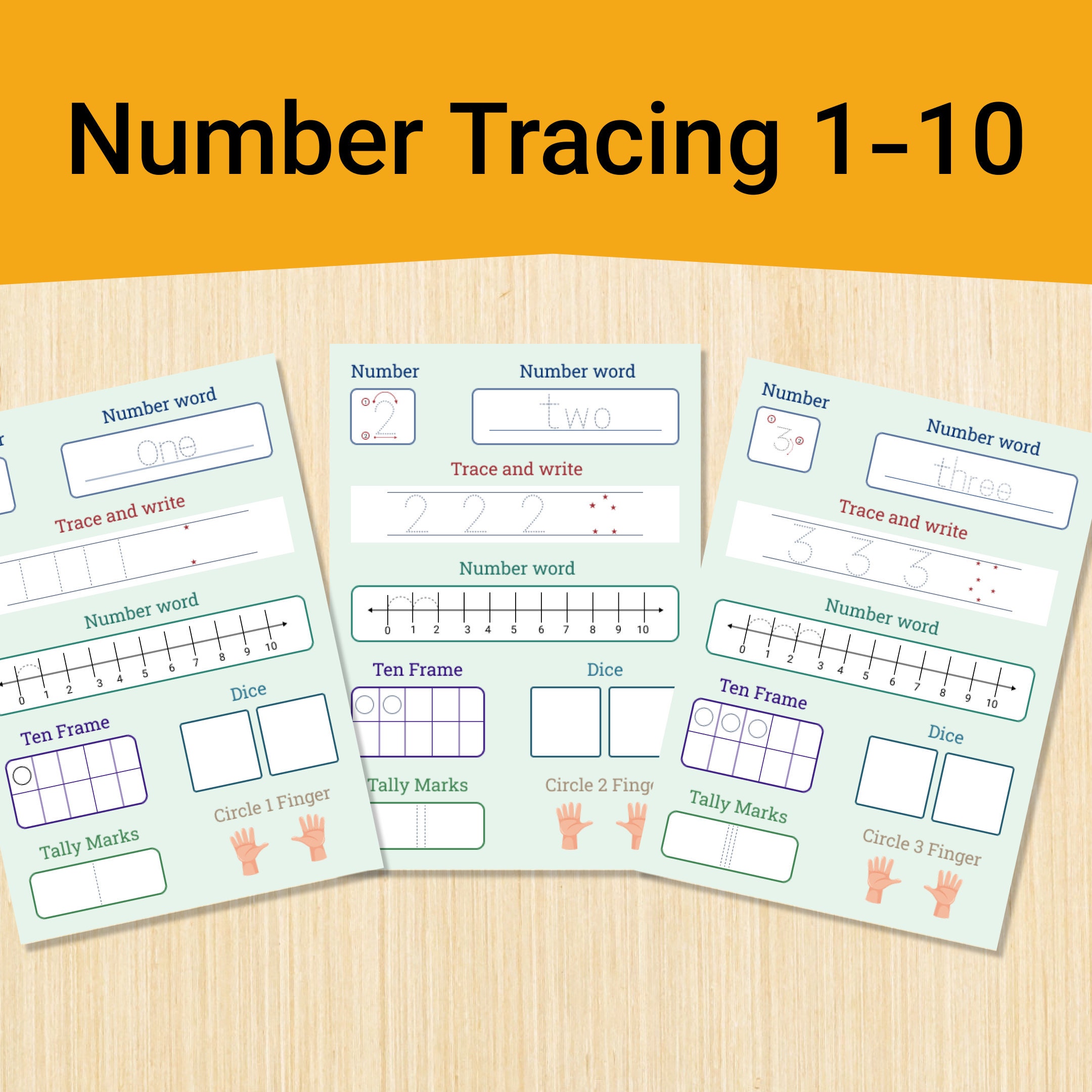 Numbers 1-10 Counting & Tracing Pages With Number Jumble, Colorable ...