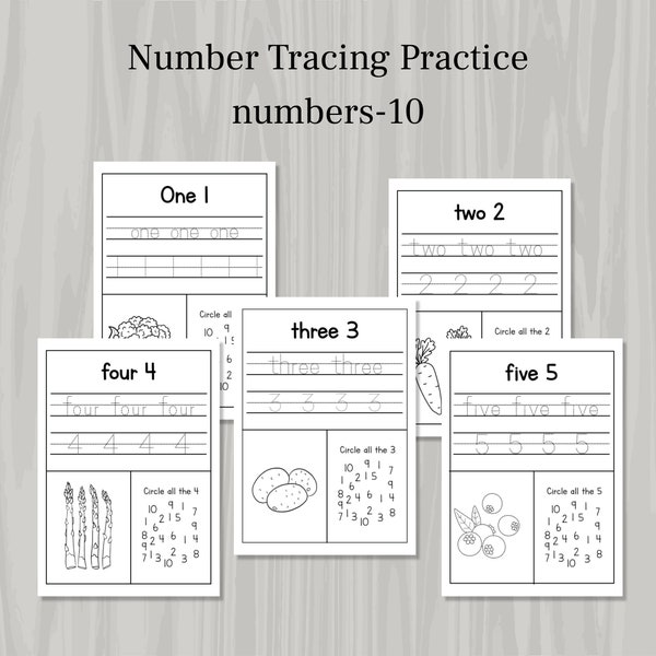 1-10 Numbers Counting & Tracing Pages with Additional Activities, A5 Printable, Kids Learning Tool, Digital Download
