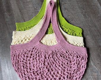 Handmade Crochet Cotton Mesh Market Bag