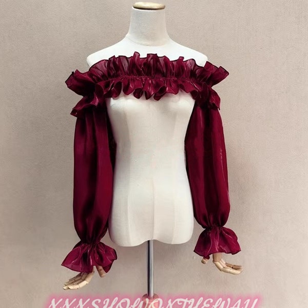 Burgundy Organza Sleeves/Burgundy Organza Shawl/Decorative Sleeves/Detachable Sleeves/Bridal Wedding Dress Accessories/Wedding Separates