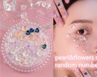 Makeup Face Stickers Bride Eye Makeup Face Decoration Pearl Flowers Gold/Silver Butterfly Manicure Tools