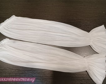 Ivoor gegolfde chiffon geplooide uitlopende lange mouwen/decoratieve mouwen/afneembare mouwen/bruids trouwjurk accessoires/bruiloft scheidt