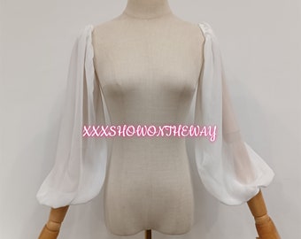 Manches en mousseline de soie lanterne ivoire/noir/manches amovibles/manches pour robe de bal/accessoires pour robe de mariée/articles de mariage/accessoires pour robe